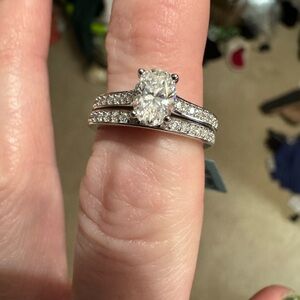 Elegant moissanite Silver Women's Ring Set